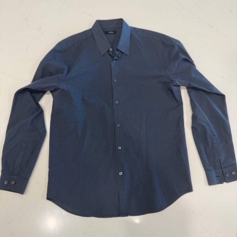 Theory Men’s Irving Button Down Navy Patterned Shirt M